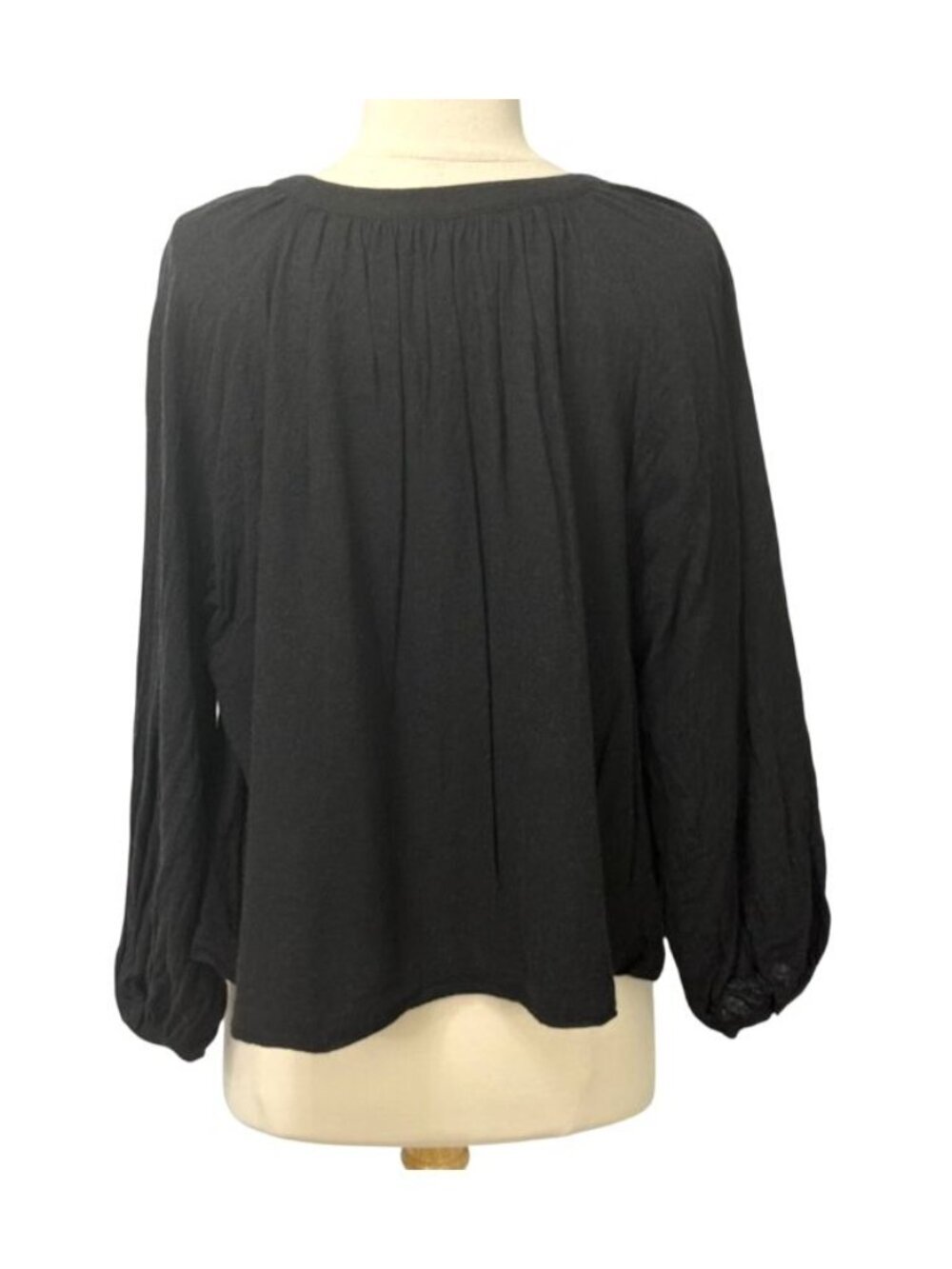 Jenni Kayne Womens Willow Blouse Top Viscose Wool Blend Black Long Sleeve Size M - Picture 6 of 10